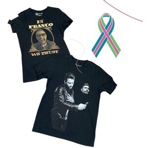 Lot of 2 James Franco Graphic T Shirts Tees Black Short Sleeve Sz M